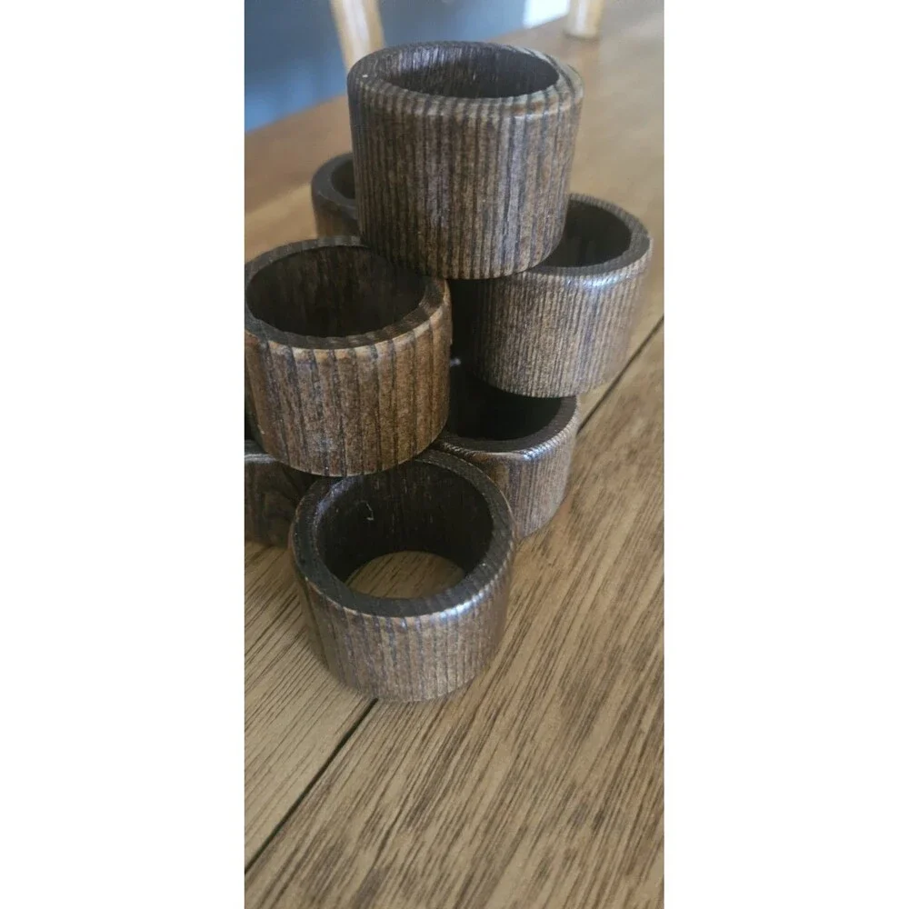 Vintage Wood MCM Napkin Rings 9